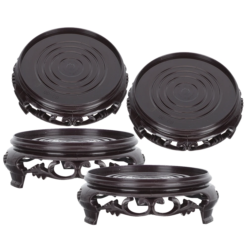 

4 Pcs Flower Pot Base Plant Stand Vase Holder Retro Plastic Potted Display Shelf for Indoor Bonsai Rack
