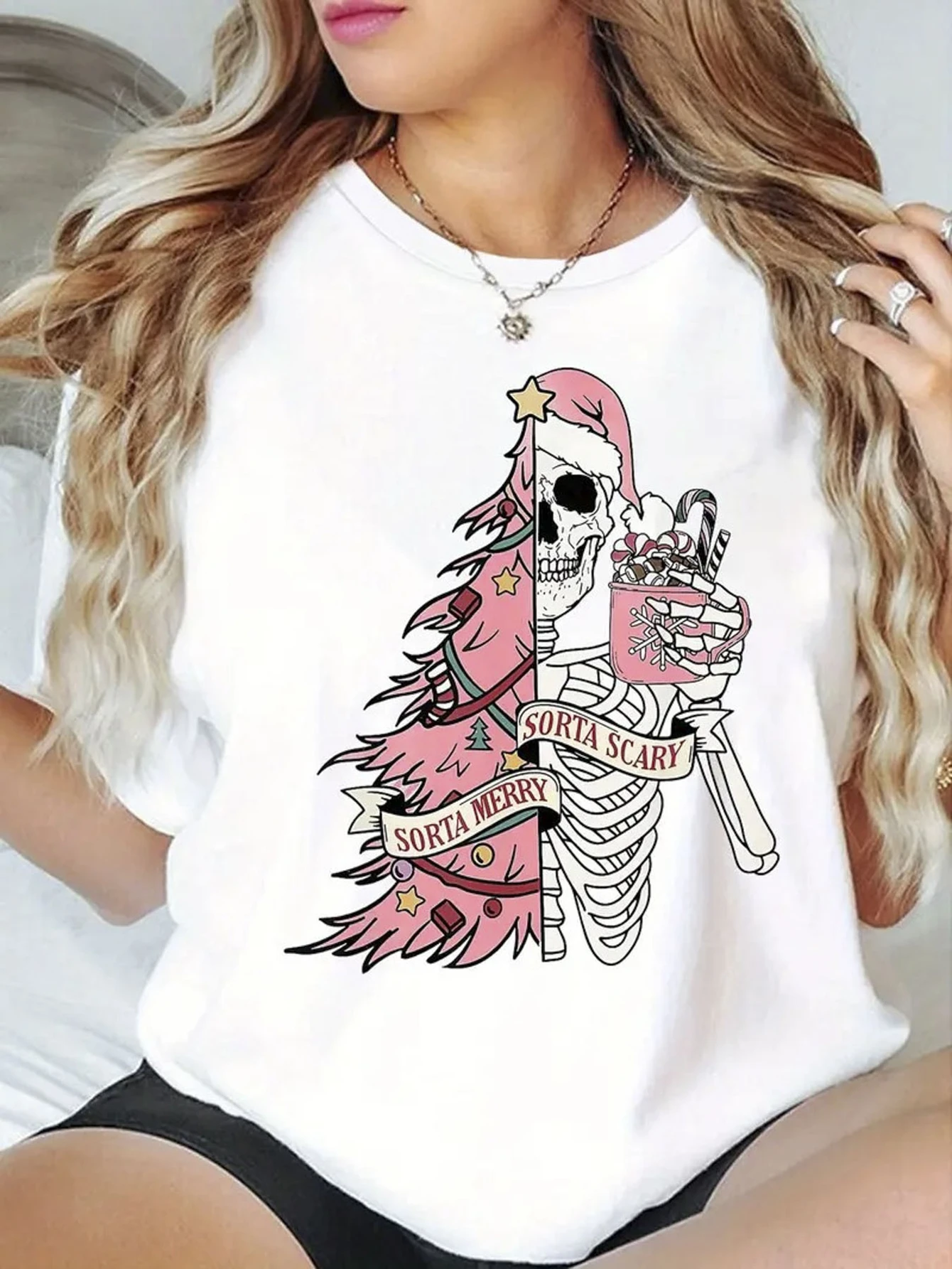 Women's Gothic Mexican Folk Art T-Shirt Calavera Catrina Skeleton Print Short Sleeve Tops Day of The Dead Design T Shirt Clothes