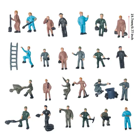 10Pcs/lot HO 1/87 Scale Miniature Railway Workers Model Figures People Kits For DIY Model Making Scene Accessory Random Style