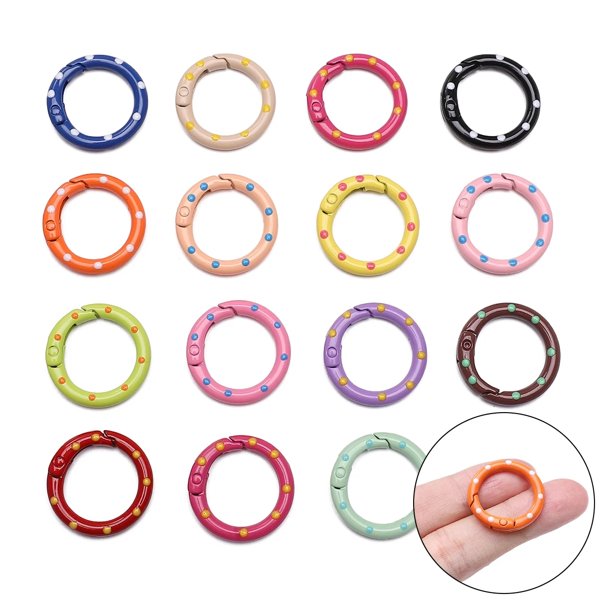 1-5pcs 25mm Colorful Dot Pattern Split Jump Rings Open Key Ring Connectors For Jewelry Making Accessories DIY Key Chain Supplies