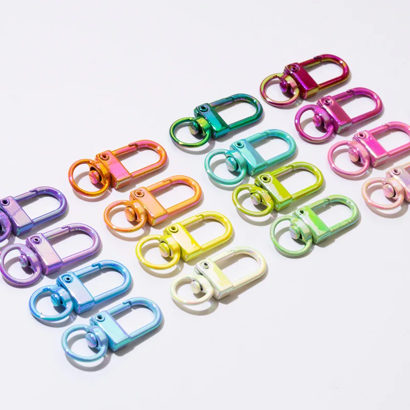 10pcs Color Spring Buckle Colorful Open Ring Electroplated Door Buckle Key Chain DIY Accessories Connecting Ring