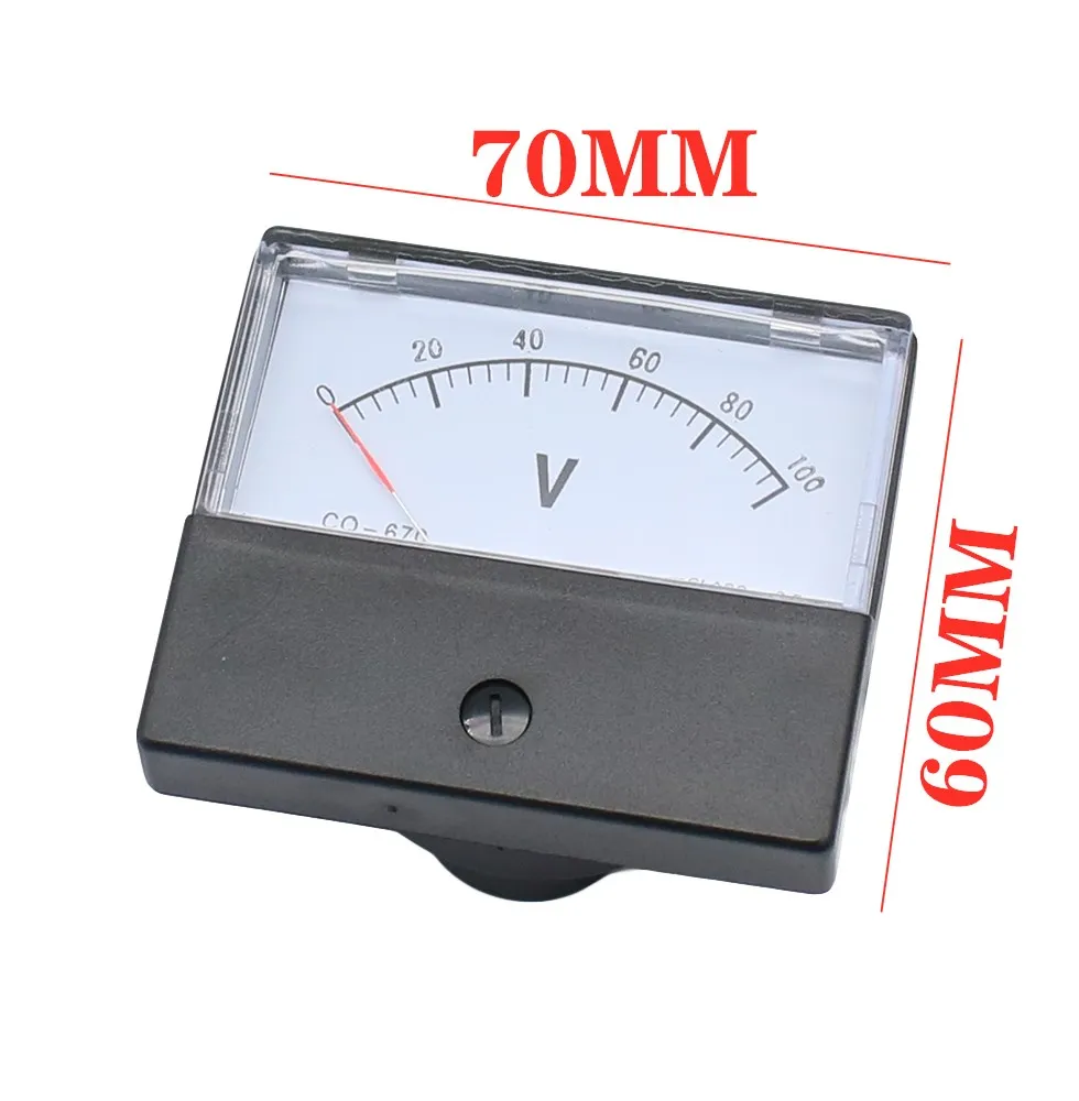 DH-670 DC Anlog Voltmeter 1V2V3V5V10V15V20V30V40V50V100V150V200V250V300V400V450V500V Voltage Panel Meter