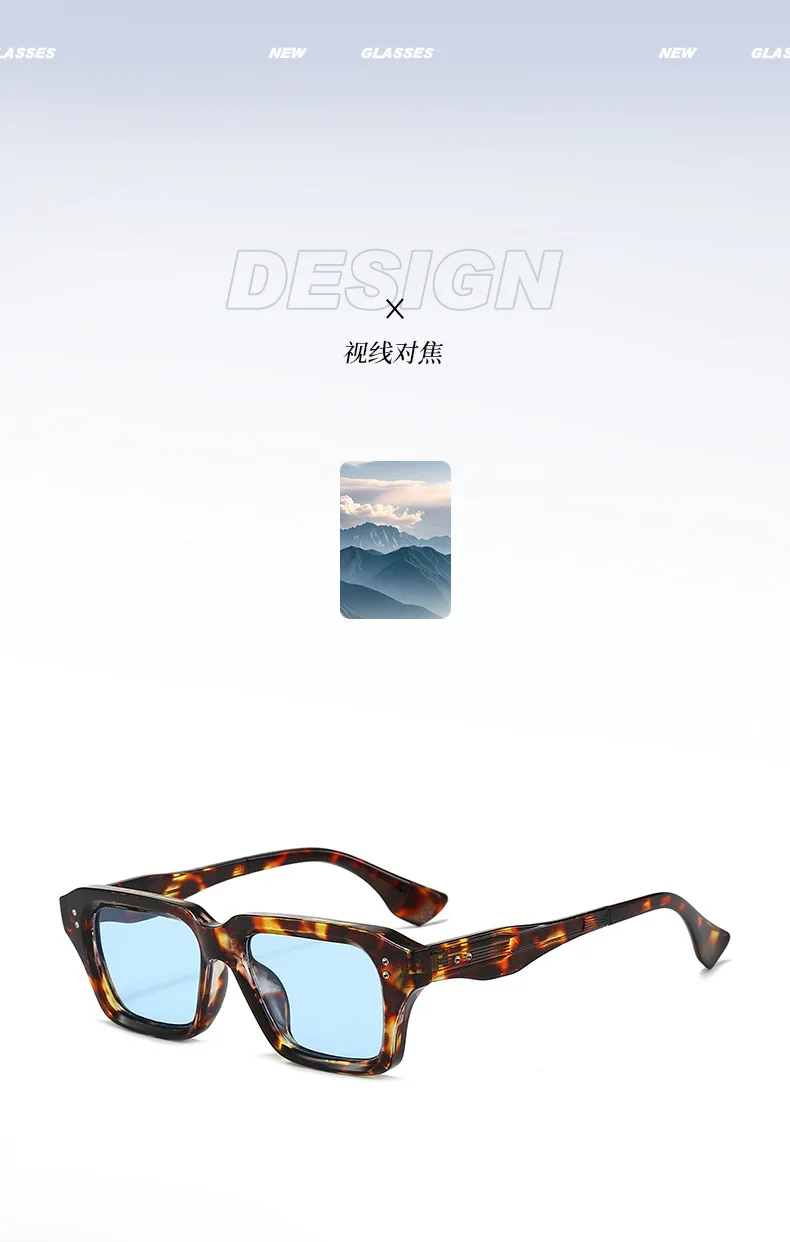 Luxus Vintage Nieten Schmücken Quadratischen Rahmen Sonnenbrille Frauen Männer Mode Designer Shades Sommer Reisen Stick Brillen UV400 – Detail 3