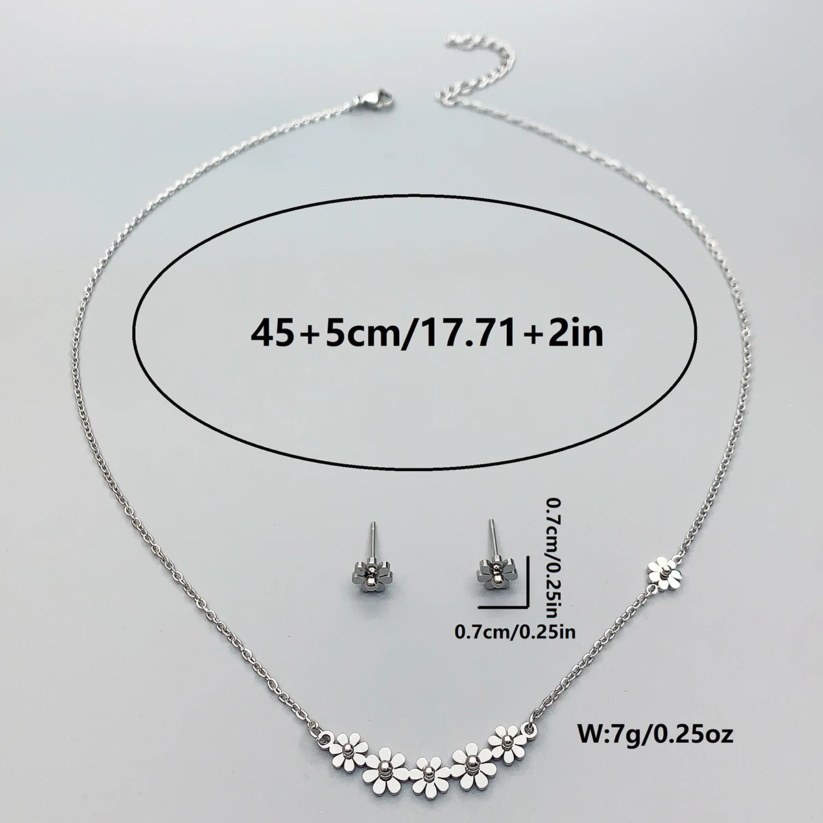3 Piece Women's Stainless Steel Sunflower Necklace & Earrings Set