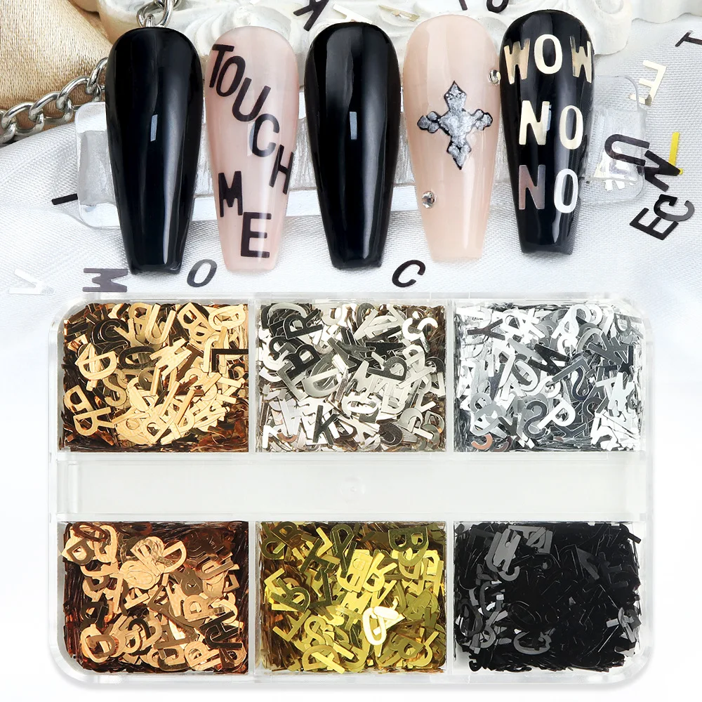 Art And Craft Letter Z - 6-Grid Box Metallic Alphabet Nail Art