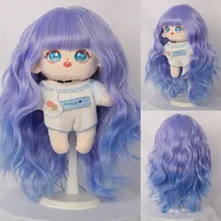 Handcraft 20cm Cotton Doll Wig Colorful Sweet 20cm Cotton Doll Hair Black Pink Plush Doll Long Curly Hair Wig Doll Accessories