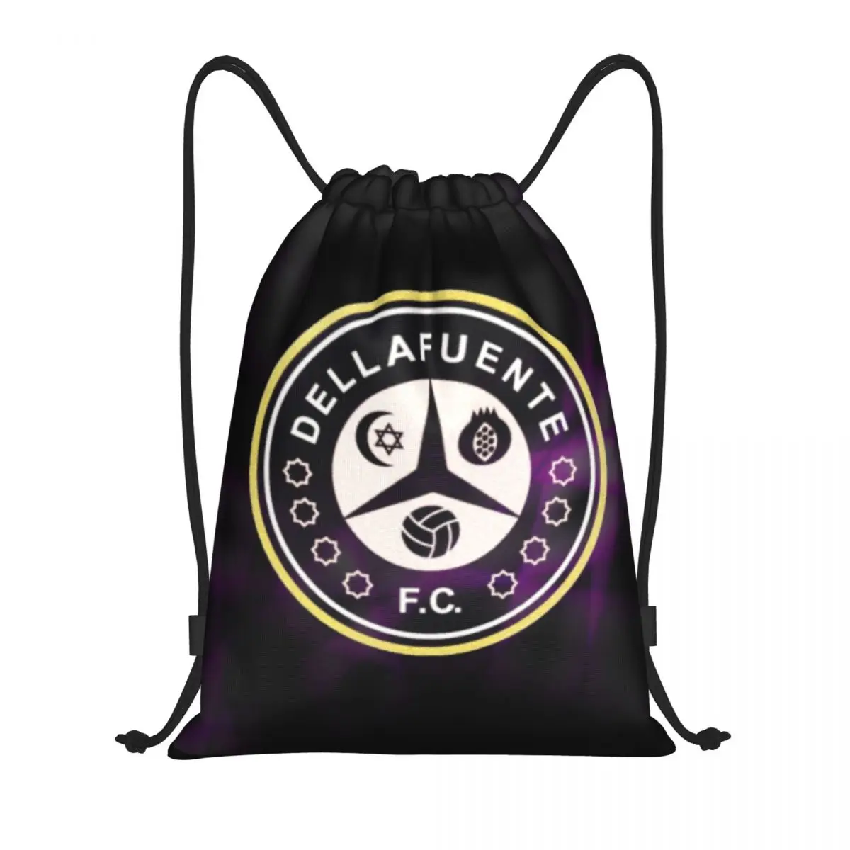 Dellafuente FC Drawstring Mochila para homens e mulheres, Sport Gym Sackpack, Rapper de Rock Espanhol Portátil, Saco de Treino