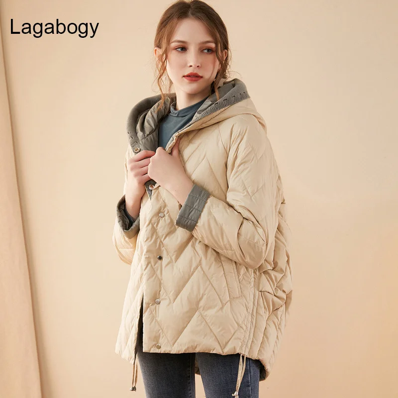 

White 2023 Down New Duck Women's Short Coat Female Hooded Loose Casual Warm Parkas Oversized Winter Puffer Jacket