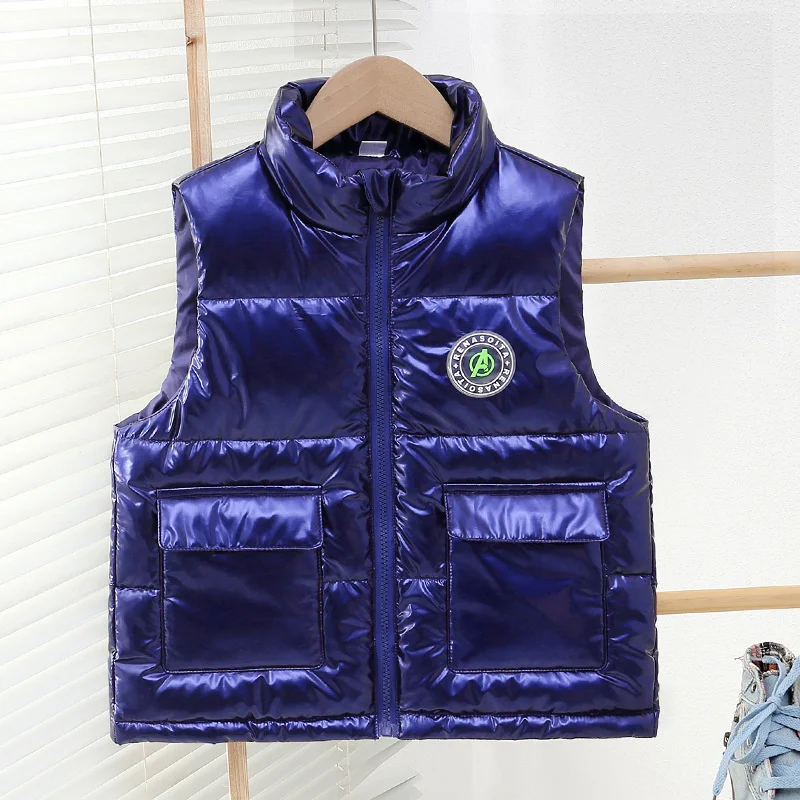 Girls Boys Baby's Kids Down Vest Waistcoat Windbreak 2023 Silver Warm Plus Thicken Winter Autumn Outdoor Jacket Outerwear Childr