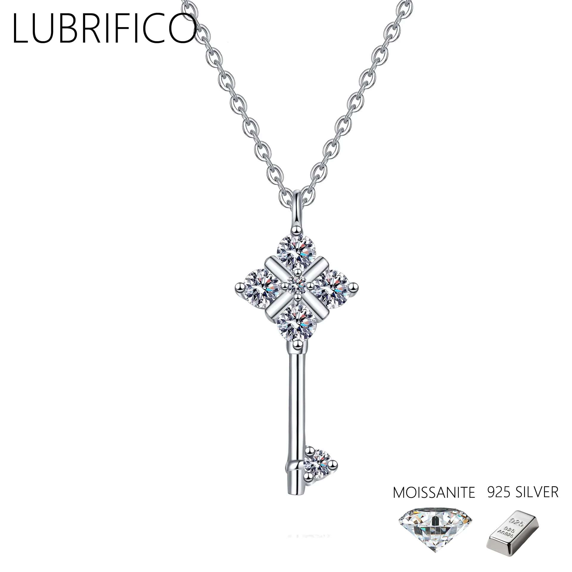 

Ожерелье с ключом из муассанита 1,5 мм-3,0 мм, стерлинговое серебро 925 пробы, лабораторный кулон с бриллиантами и кисточками, женские подарки, свадебные ювелирные украшения, вечерние