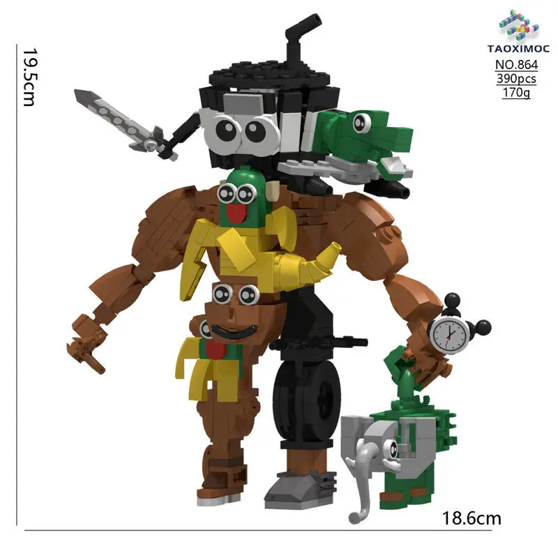 Italienische Brainrot Hybrid Monster Serie Blockspielzeug Tung Tung Sahur Bausteine Tralalelo Tralala Hai Kindergeburtstagsgeschenk