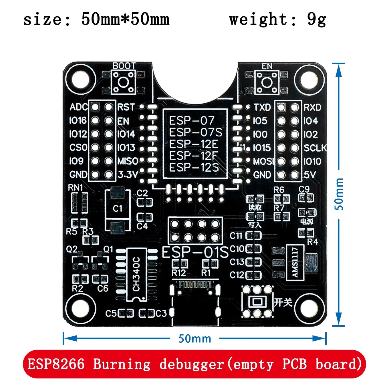 ESP8266 test rack module burner Probe Metal Pins for ESP-07/07S ESP-12E/12F