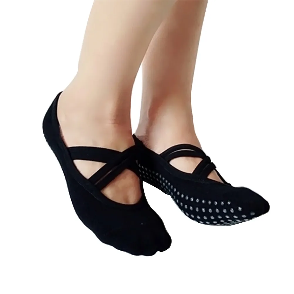 

Yoga Socks for Women Non Skid Pilates Ballet Low Cut Black 3D Gel Dots Absorption Cushioning Stability Grip Dance Grip Crew