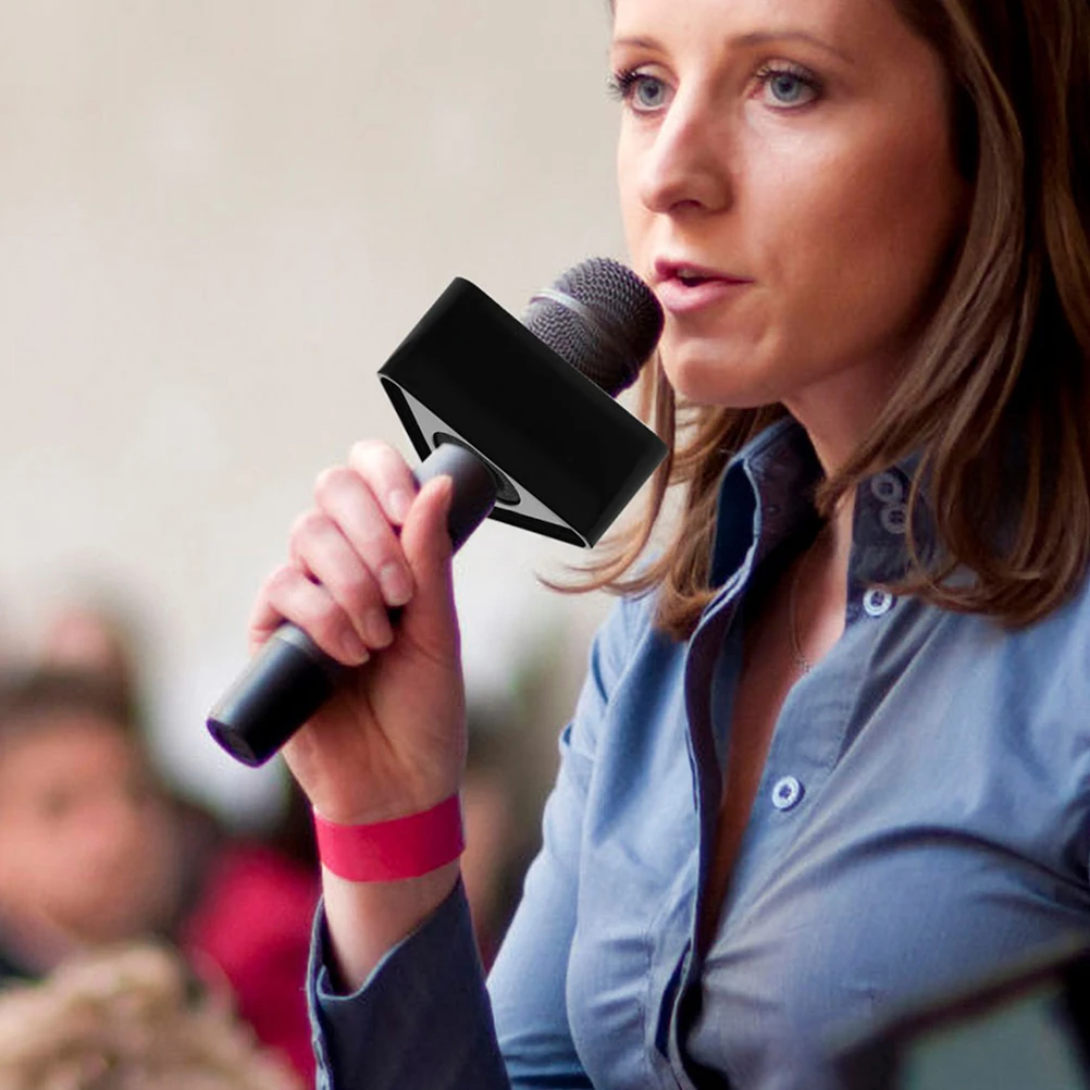 

3pcs Microphone Logo Flags Triangular Mic Flag Station For Interviews Durable Plastic Microphone Parts Interview Logo Triangle