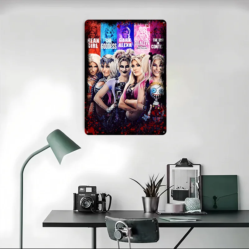 Affiche en tôle Alexa Bliss Multiple Personalities, Art mural personnalisé, Panneaux métalliques vintage, Plaque en étain rétro pour accessoires de chambre