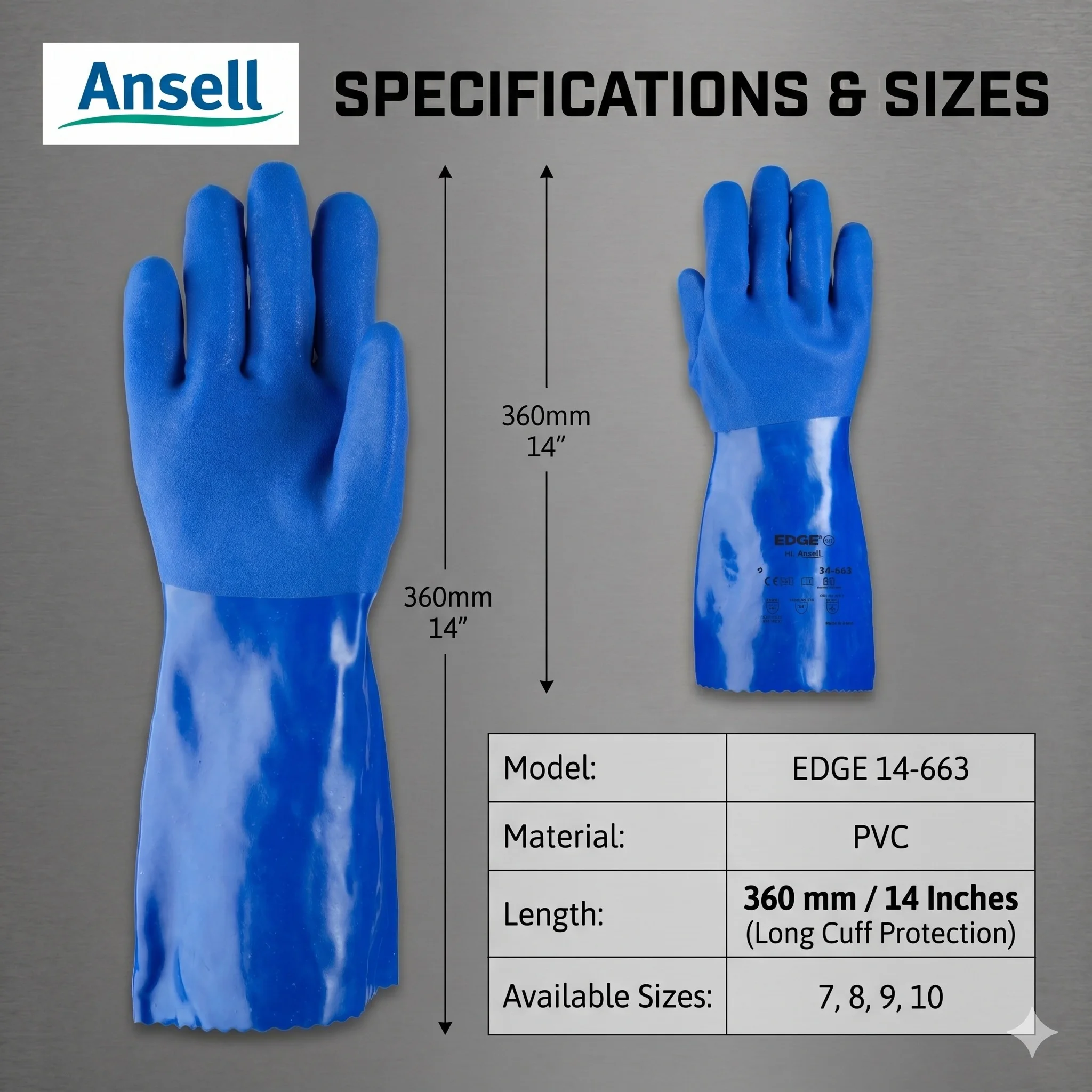 Ansell 14-663 Work Gloves Guantes Para Trabajo Nitrile For Rubber Waterproof Heavy Duty Working Pladtic Thick Latex Pvc Woman