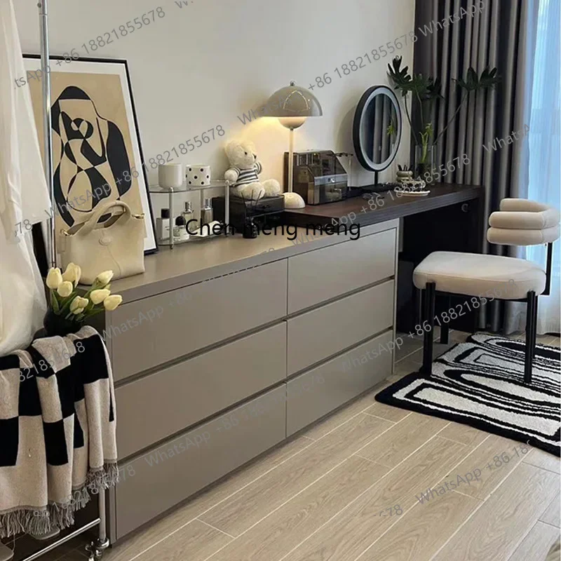 

Solid wood dresser, chest, integrated combination, end-of-bed cabinet, makeup table, corner storage, bedroom R