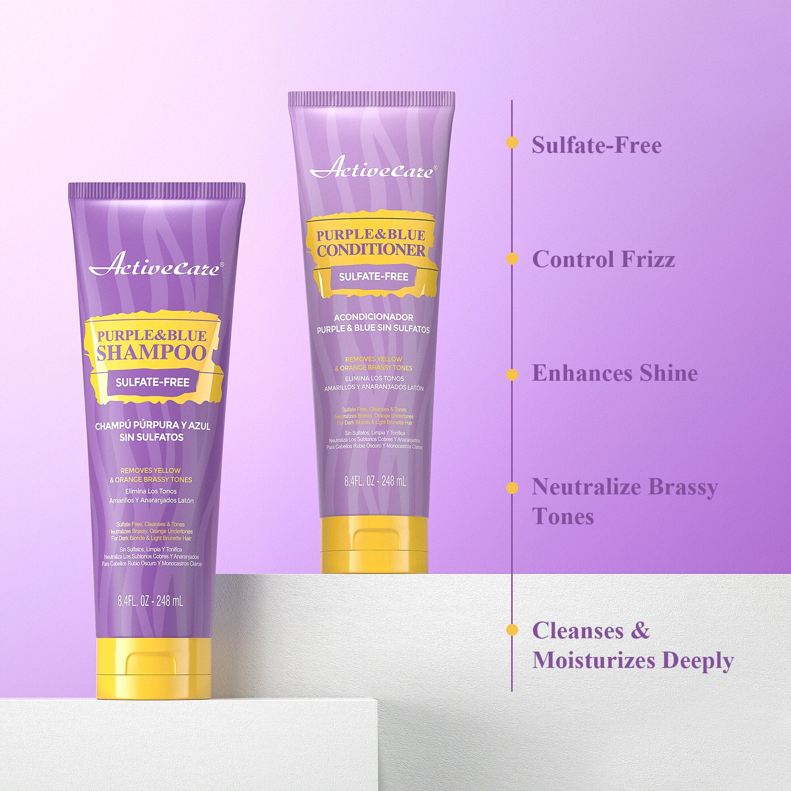 

sulfate free Purple&blue conditioner, deeply nourishes and moisturizes, dry hair/damaged hair, suitable for Blonde, Bleached