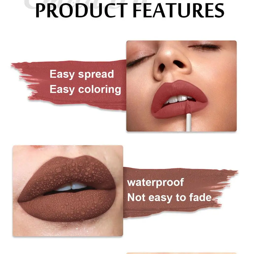 1pcs Waterproof Matte Velvet Lip Glaze Moisturizing Lasting Fade Easy Lip Long Non-stick Lipstick Gloss Not Makeup Cup To B1V9