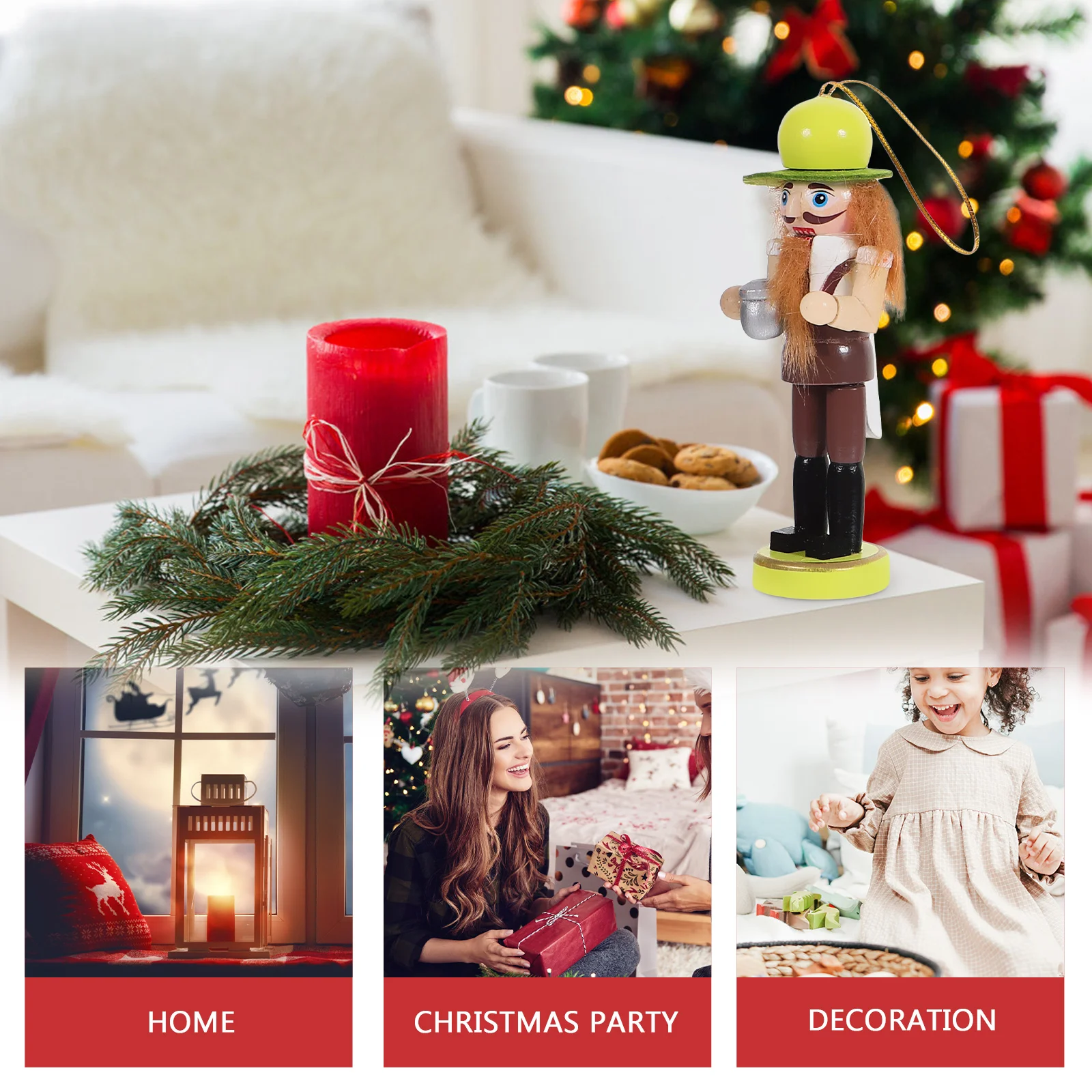 

6 шт. Щелкунчик Солдат Рождественский декор Украсьте украшения Деревянный посох Рождественские поделки