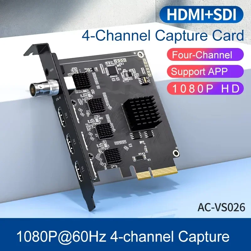 

Acasis 4 Channel SDI/HD HD PCIE Capture Card Video Capture Card 4k For Switch Game Live Broadcast Recording Vmix