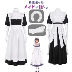 Anime The Maid I Hired Recently Is Mysterious Lilith Cosplay Costume Maid Long Dress Apron Halloween Role Play Party Uniform
