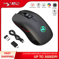 New arrival HXSJ T30 2.4G dual receiver 7 button optical 600mAh Rechargeable RGB backlit Wired Wireless Gaming Mouse for laptop