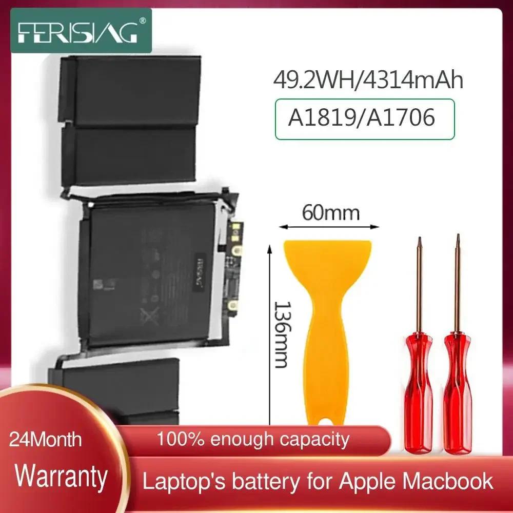 

FERISING 49.2Wh OEM A1819 New Laptop Battery For Apple Macbook Pro 13'' inch A1706 2016 Touch Bar Series 2017 2018 years
