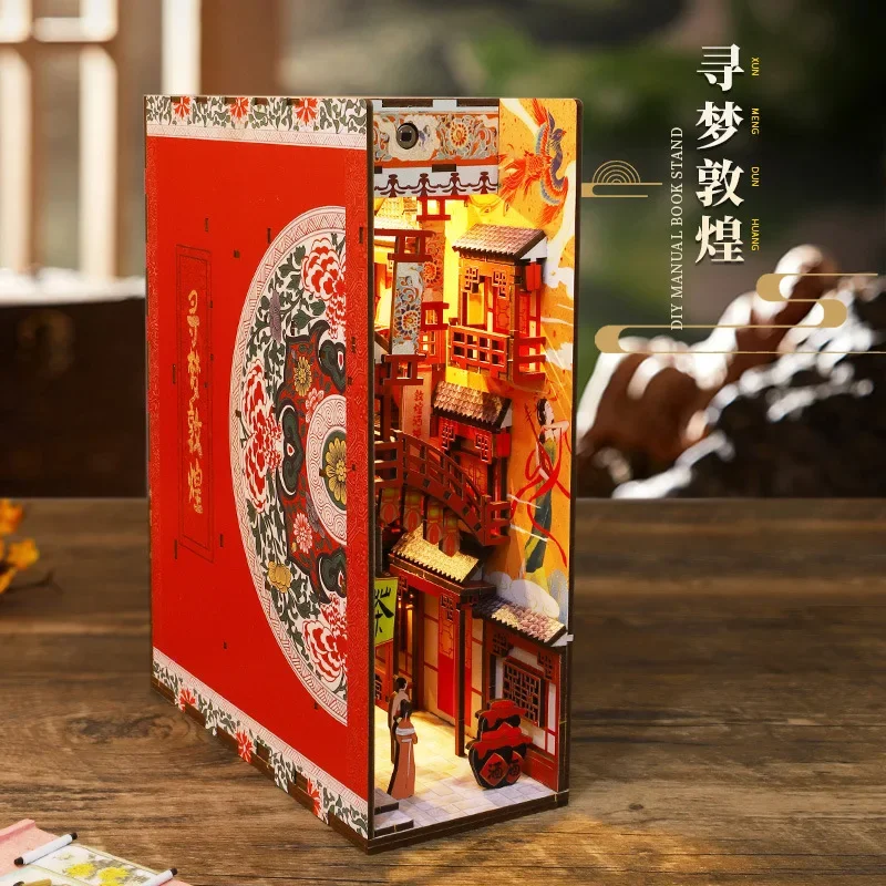 DIY dollhouse kit hut cherry blossom town 3d three-dimensional assembly book house miniature building toy birthday gift ornament