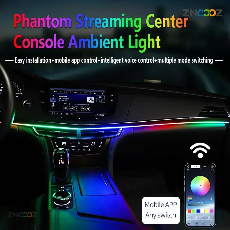 ZNOOOZ 140cm Car Ambient Lights LED Interior RGB Symphony Atmosphere Lamp USB APP Control for Tesla Model 3 Y S X