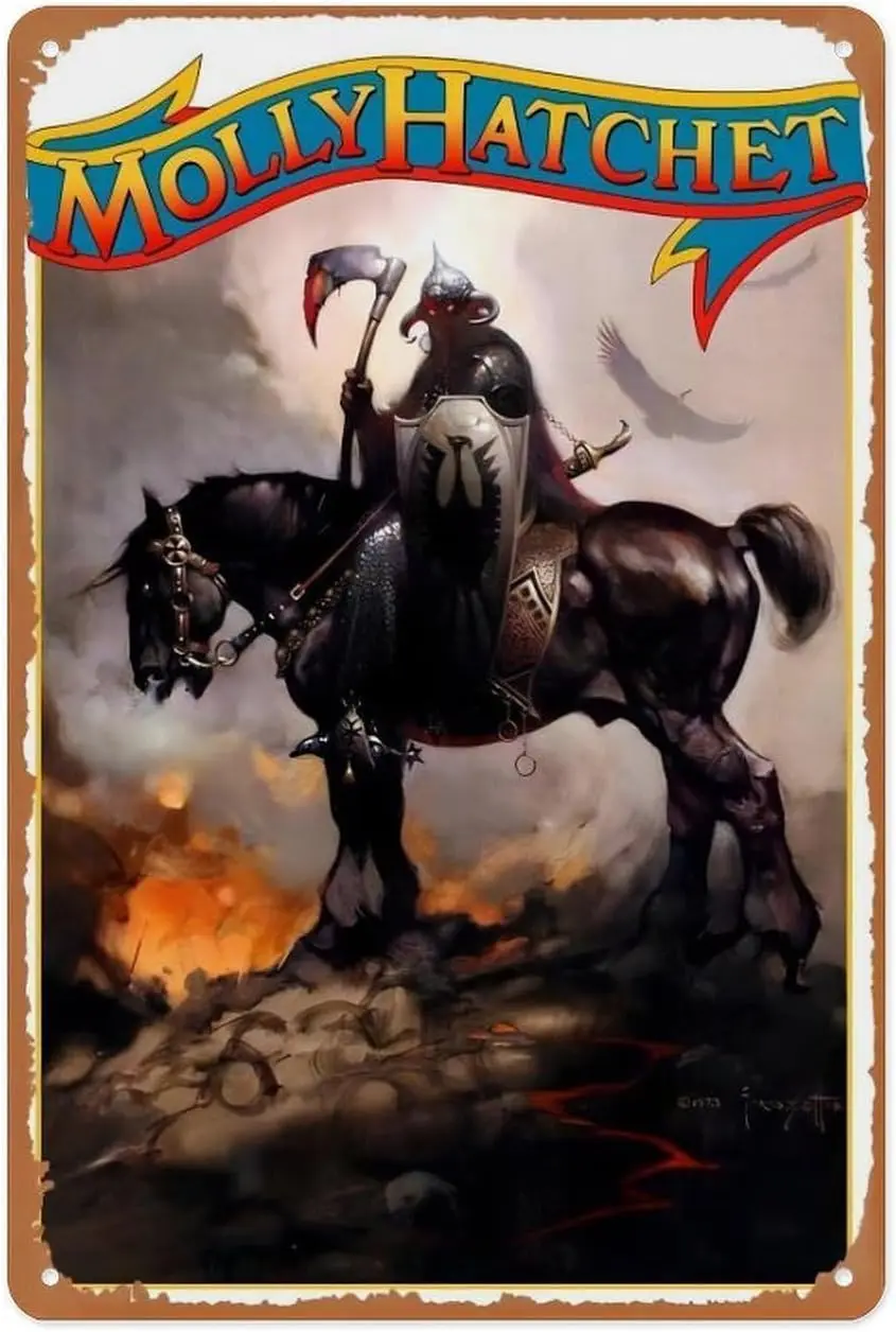 8x12 Inch Band Metal Sign - Molly Hatchet Debut LP Tribute - Vintage Band Wall Art for Music Rooms & Fan Collections sign