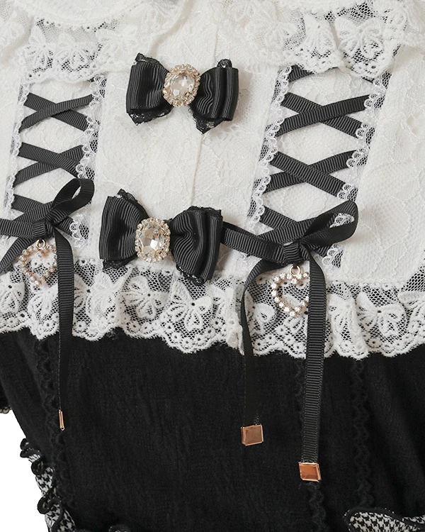 Estilo japonês mina produzido em massa doce bonito renda emenda grânulo boneca colar manga bolha arco versátil lolita camisas topos feminino