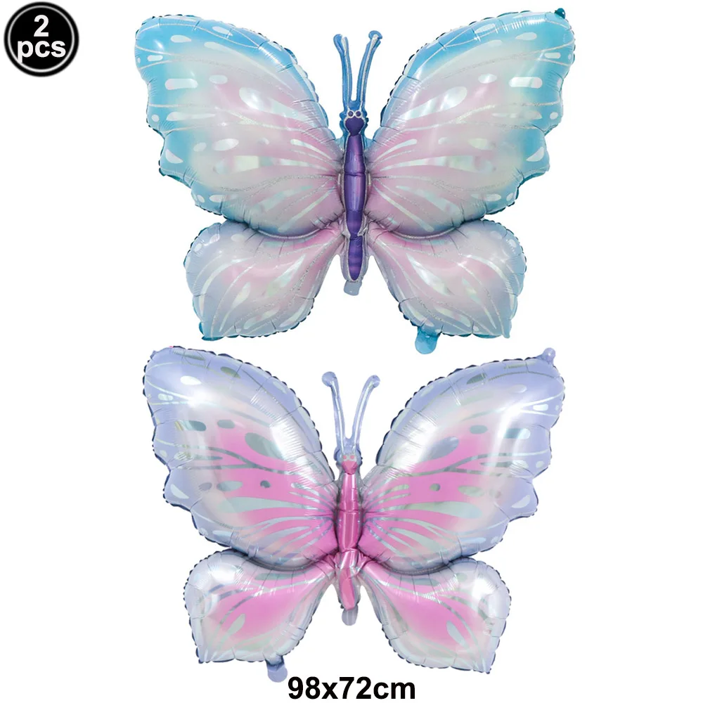 2 Stück/Packung Schmetterlingsform Folienballon Rosa Blau Schmetterling Fee Ballon für Schmetterling Party Babyparty Hochzeit Geburtstag Dekor – Detail 2