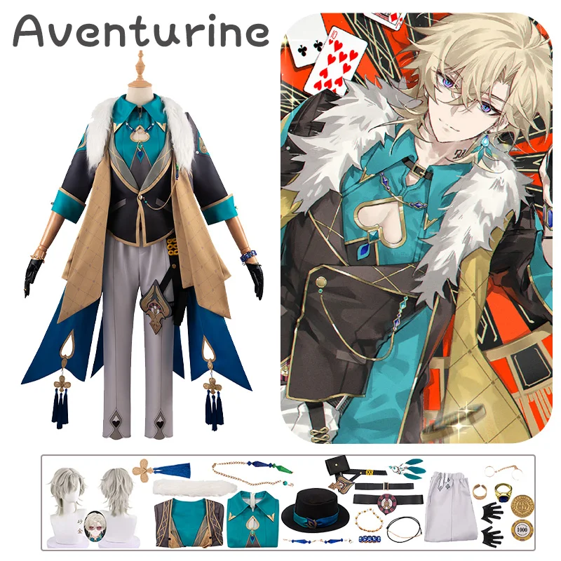 Aventurine Cosplay Costume d'Halloween pour hommes et femmes, Honkai Star Rail, perruque, uniforme de jeu, Topaze, Collègues Interastral Peace Corporation