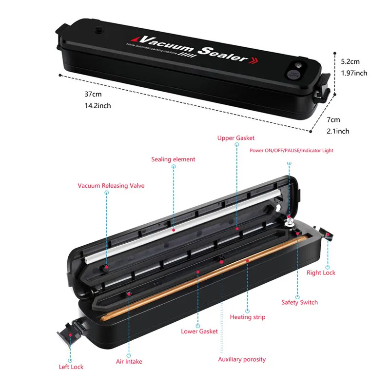 Confezionatrice sottovuoto automatica per uso domestico per risparmiatore di alimenti Sous Vide cottura confezionatrice 110V 220V confezionatrice con sacchetti sottovuoto per alimenti