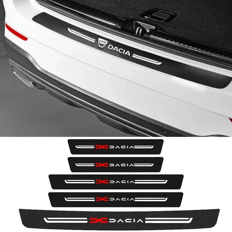 for Dacia Spring Lodgy Dokker Duster Logan Sandero Stepway Clio Car Door Sill Scuff Plate Protective Trunk Bumper Gurad Stickers