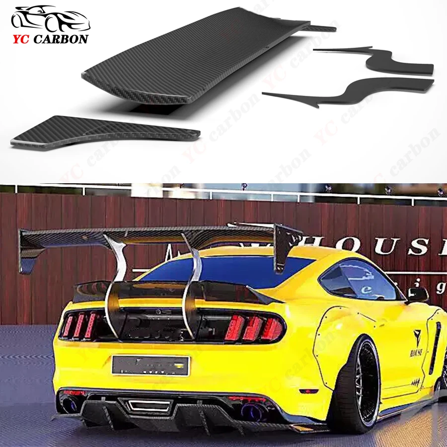 For Ford Mustang GT 2015+ Robots Style Carbon Fiber Spoiler Rear Wing  Auto Racing Car Styling Tail Lip Wing Car Trunk Diverter