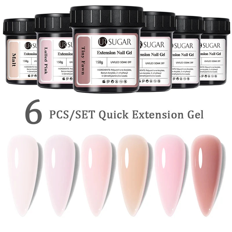 

UR SUGAR 6pcs Quick Extension Gel French Finger Soak Off Camouflage Hard Gel Fast Extension Semi-permanent Varnish Manicure