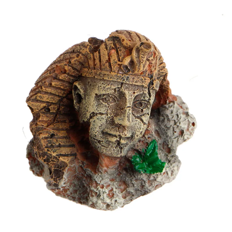 Aquarium Egyptian Statue Decorations Resin Stone for Head Ruin Small Fish for Tank Ornaments Betta Hideout for Hermit