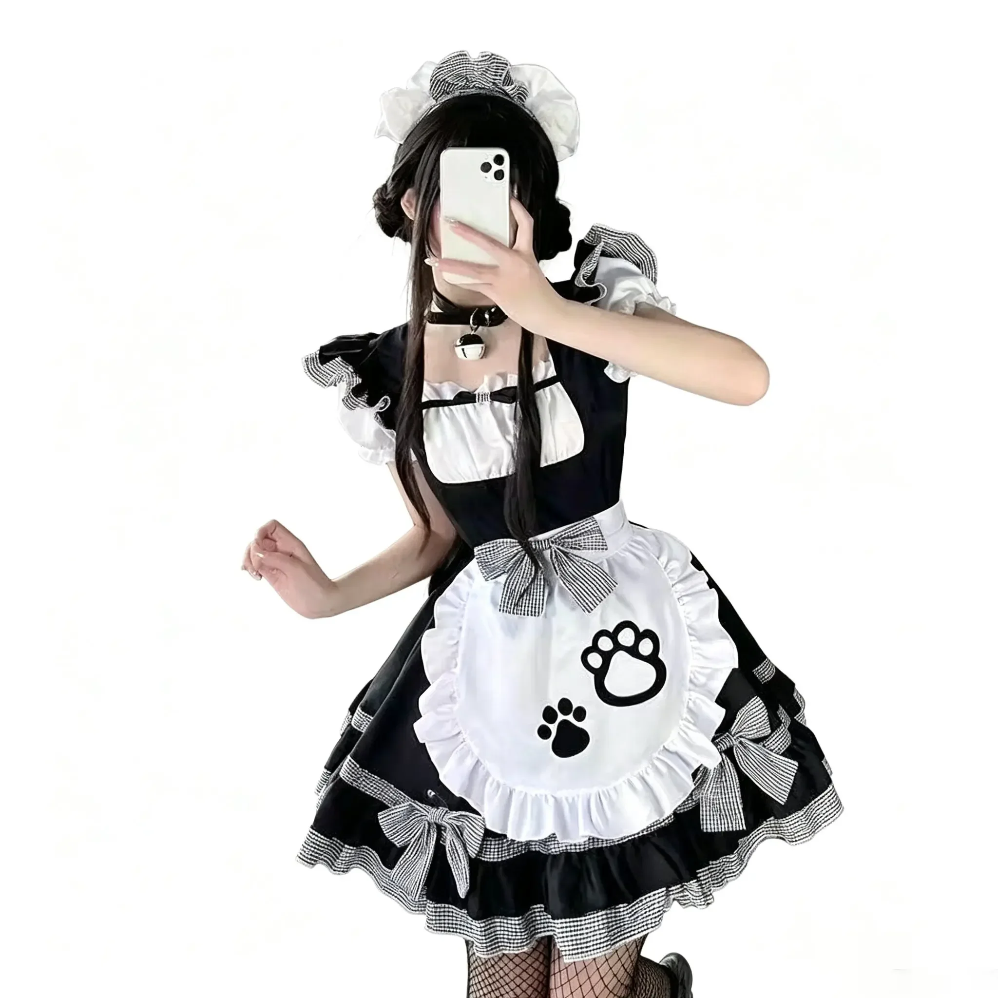 Sexy Maid Cosplay Costumes Anime Sweet Cat Skirt Black White Pink Cute Lolita Dress Carnival Party Apron Waitress Outfits view 5