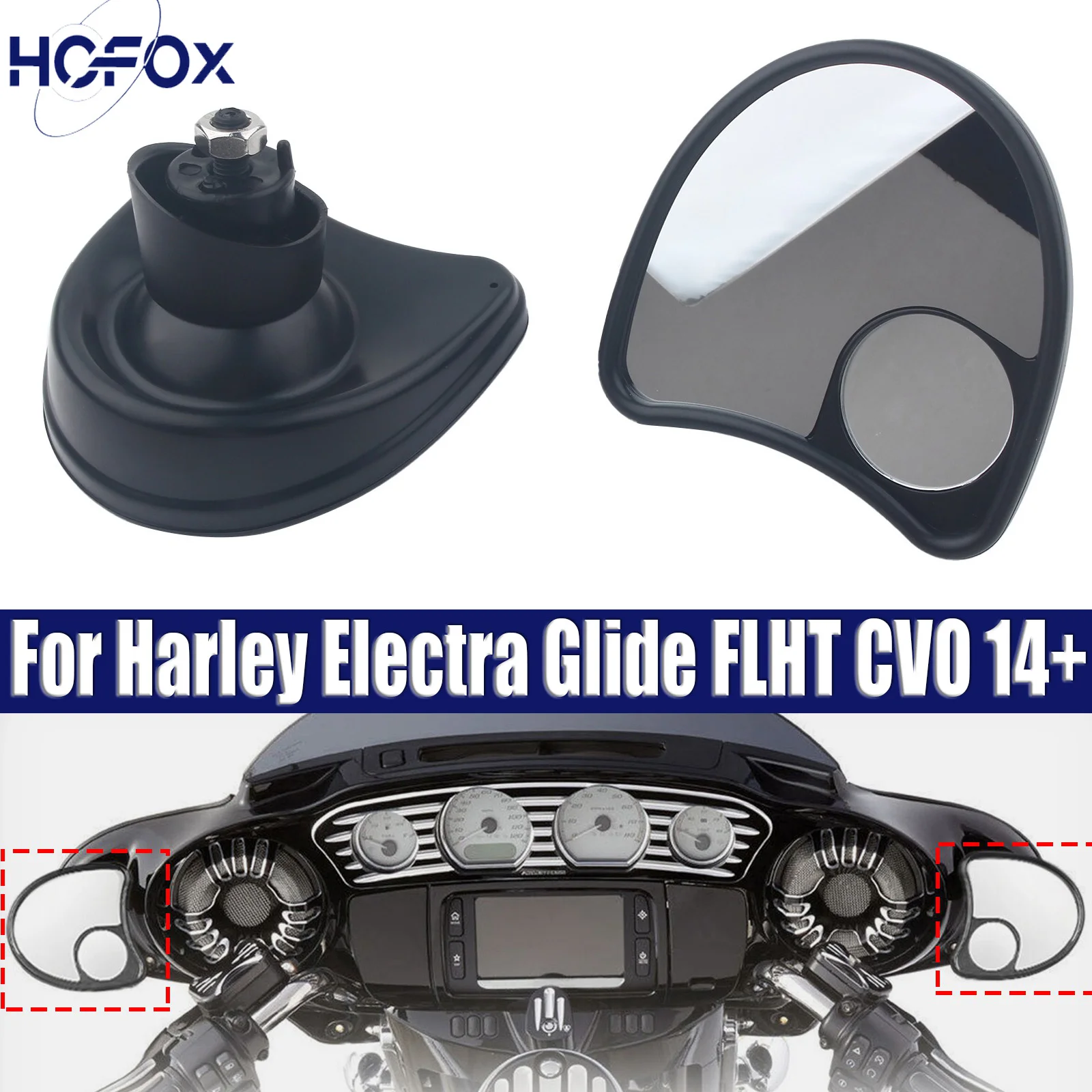 

For Harley Electra Glide FLHT CVO 2014+ Motocycle Rearview Mirror Batwing Fairing Mount Side Mirrors