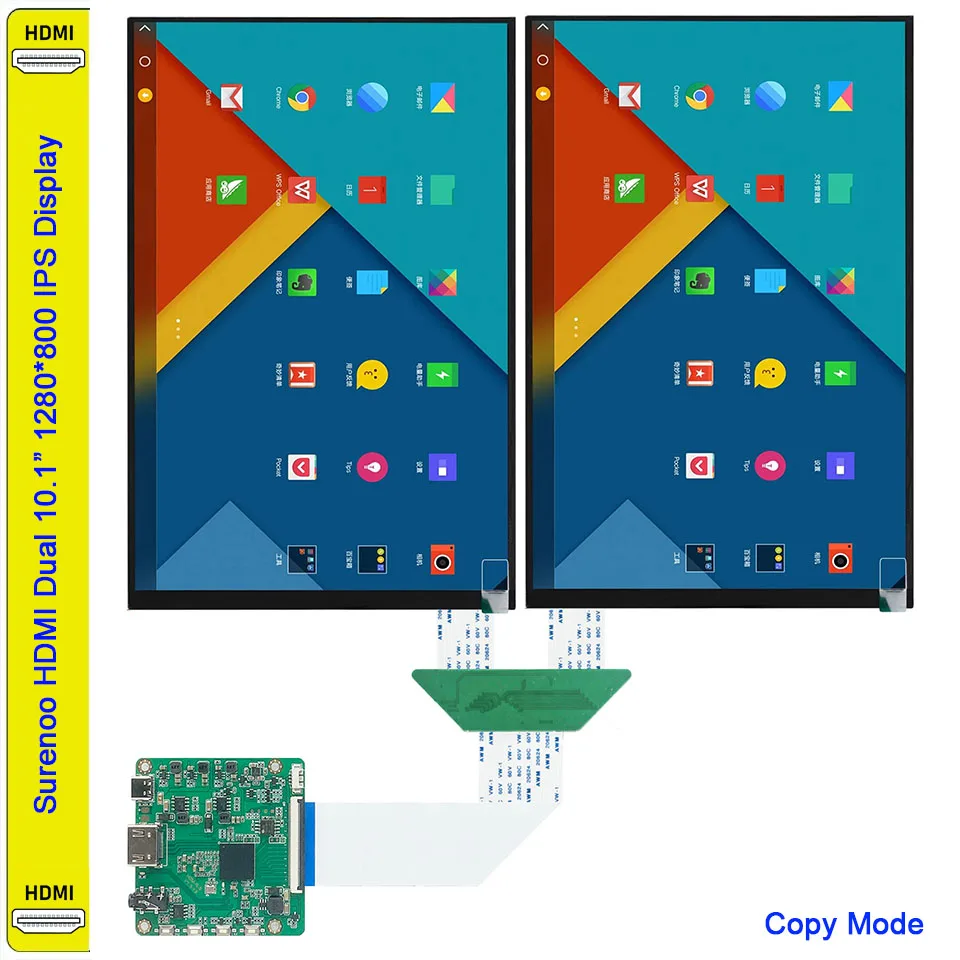 

Surenoo 10.1" 1280*800 Dual Double LCD Module Monitor Display Screen & MIPI HDMI-Compatible Board Without Touch Panel