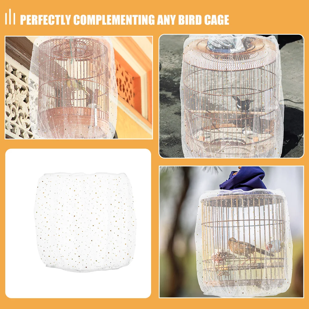 غطاء الطيور بتصميم نجمة القمر، شبكة بوليستر متينة لقفص الببغاء، قابلة للتنفس، خفيفة الوزن للحماية من الأشعة فوق البنفسجية في الأماكن المغلقة #4