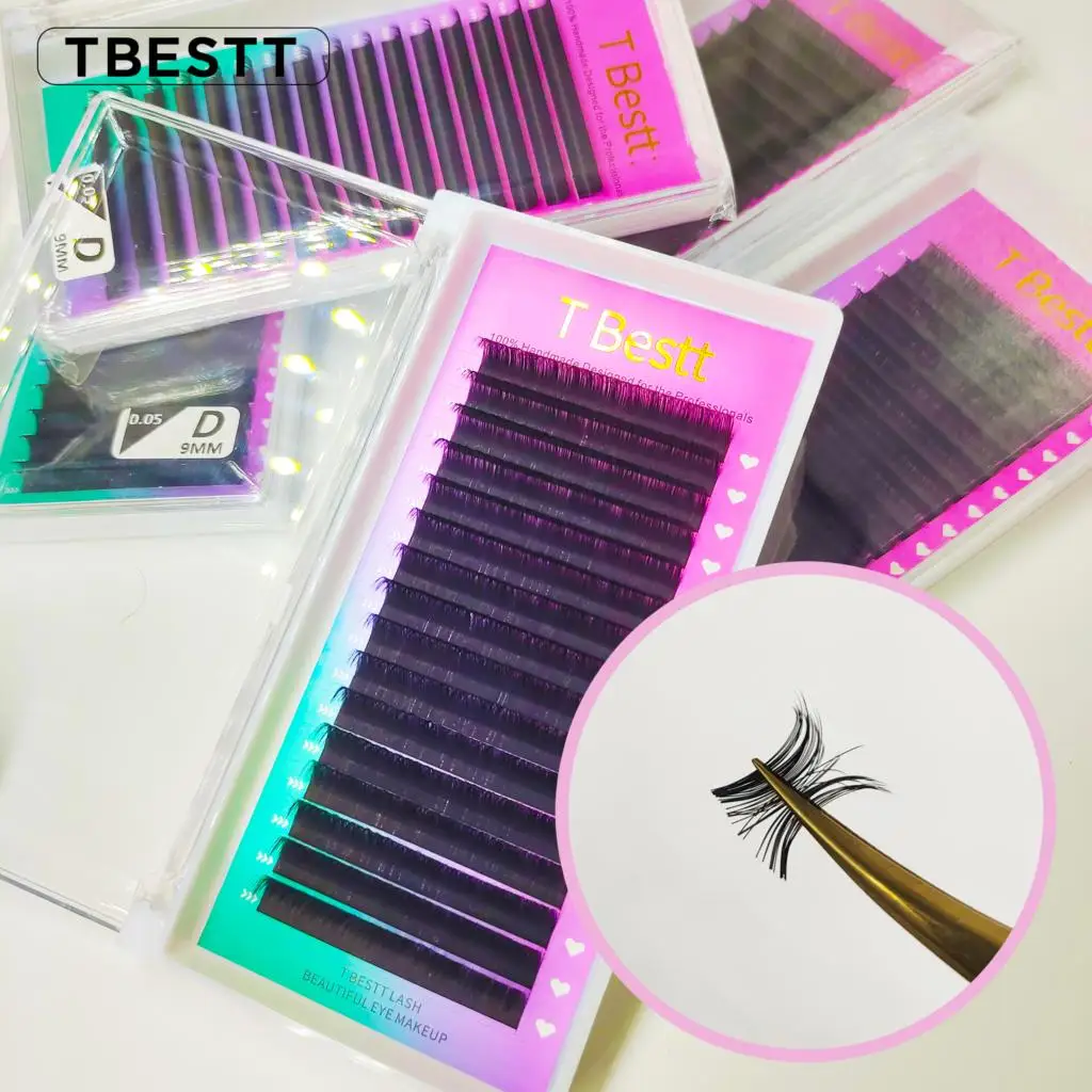 Tbestt 16rows Cashmere Classic Eyelash Extensions False Individual Lashes L M Curl Hand Made Faux Mink Eyelashes Extensions