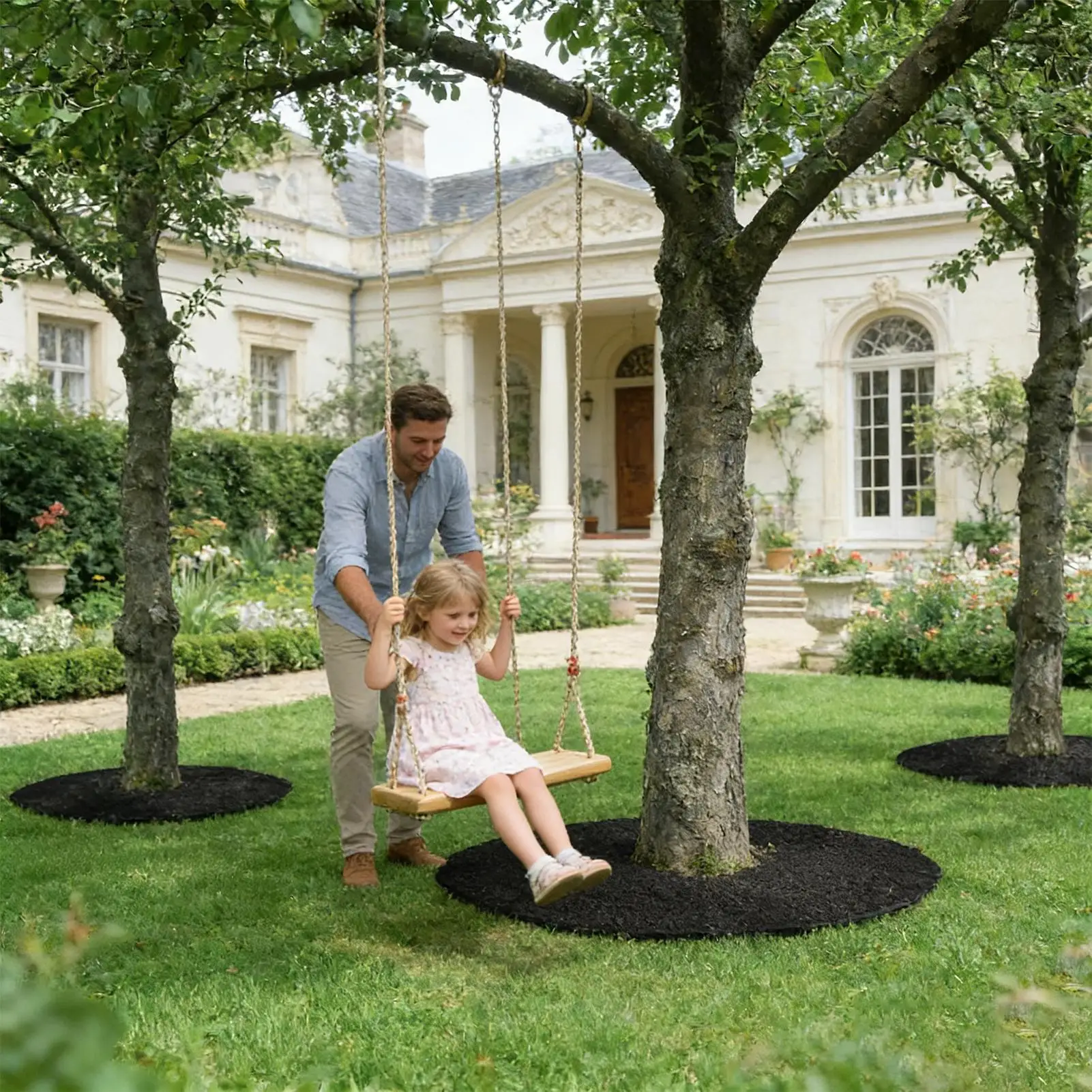 72cm/92cm Tree Mulch Mat Non-Woven Reusable Round Cover Disc Tree Mat for Outdoor Plant Landscaping Gardening Ground Protection