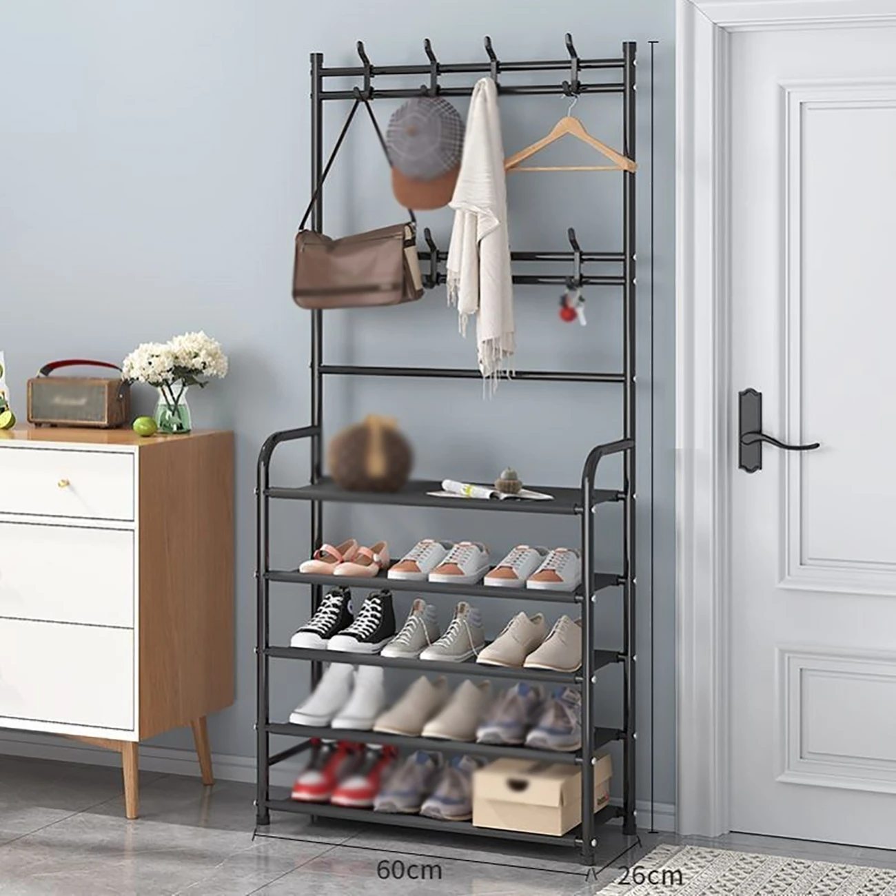 Floor Coat Rack Shoe Rack and Hat Rack Wardrobe Household Integrated Shoe and Hat Rack Hanger Home Furniture