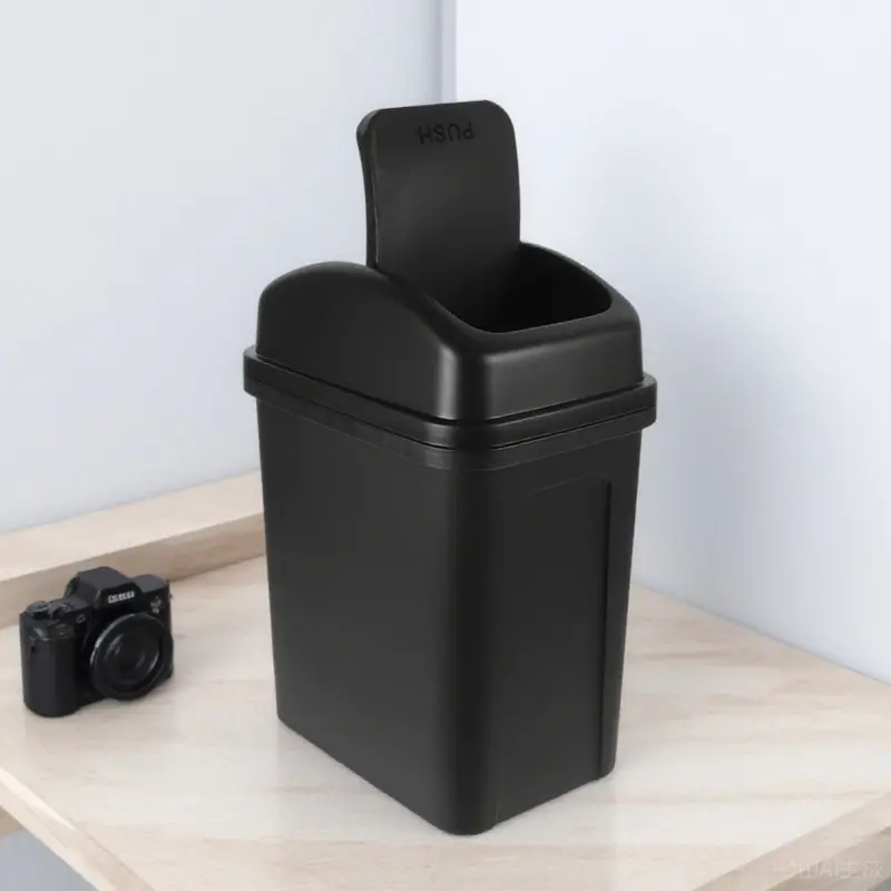 

Swing Lid Garbage Can Compact Trash Bin for Bathroom Bedroom Kitchen Office Heavy-Duty Plastic Waste Container for Home and