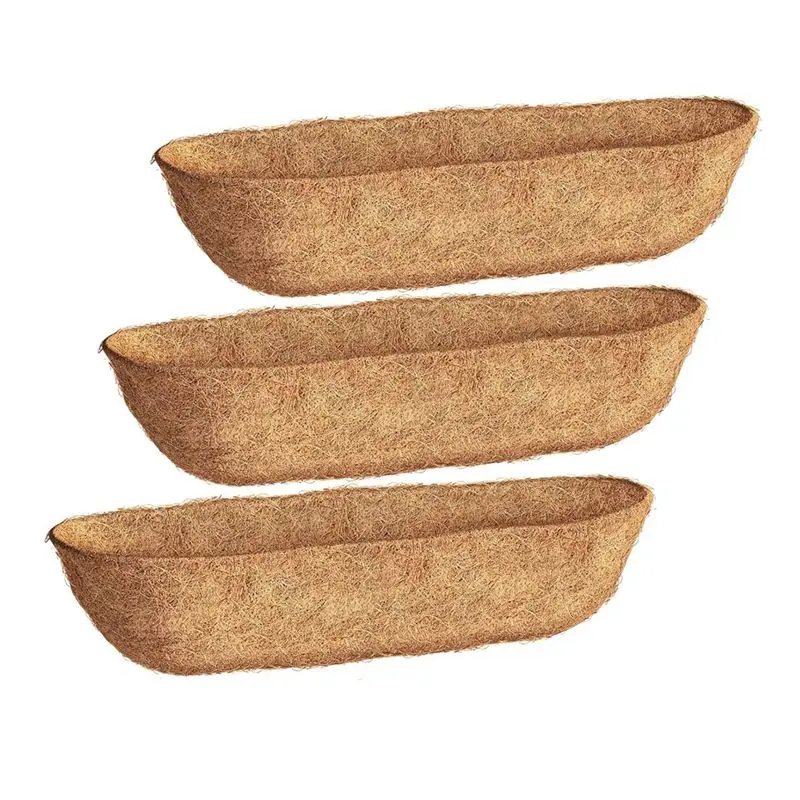 AT13 36 Inch 3 Pack Trough Liners, Coconut Coir Fiber For Wall Basket Planters, Window Box Liners, Garden Planter Baskets Easy T