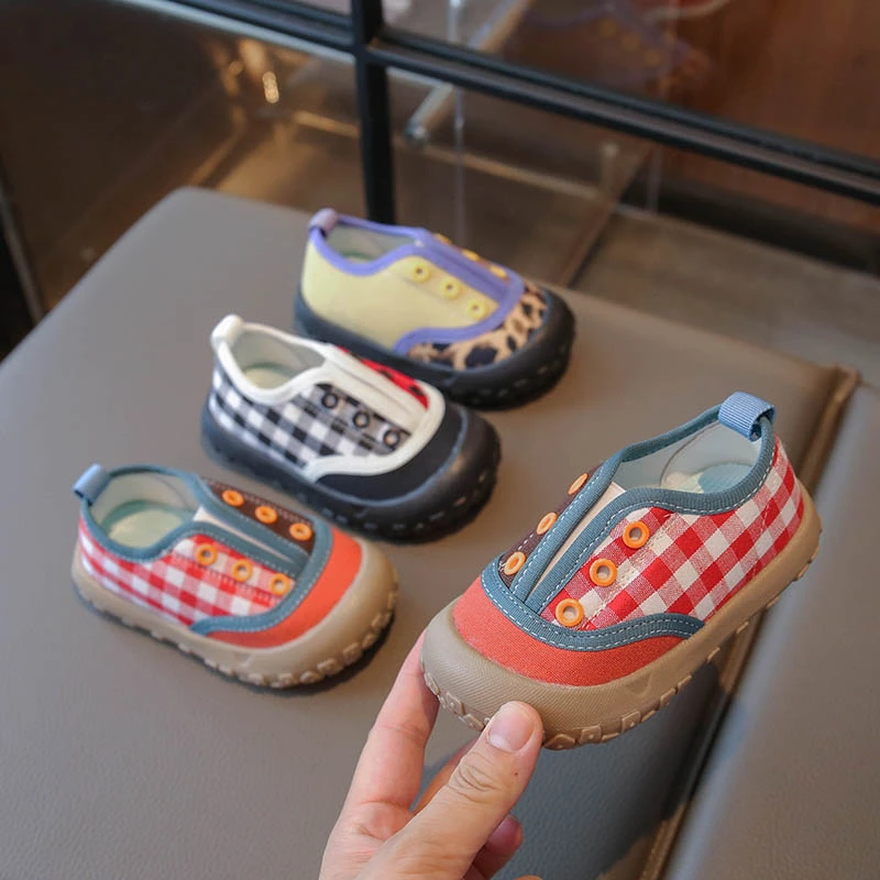 

Kids Casual Shoes Mixed Color Toes Capped Boys Girls Canvas Shoes Soft Bottom 2025 Autumn New Children Flat Shoes Non-slip Trend