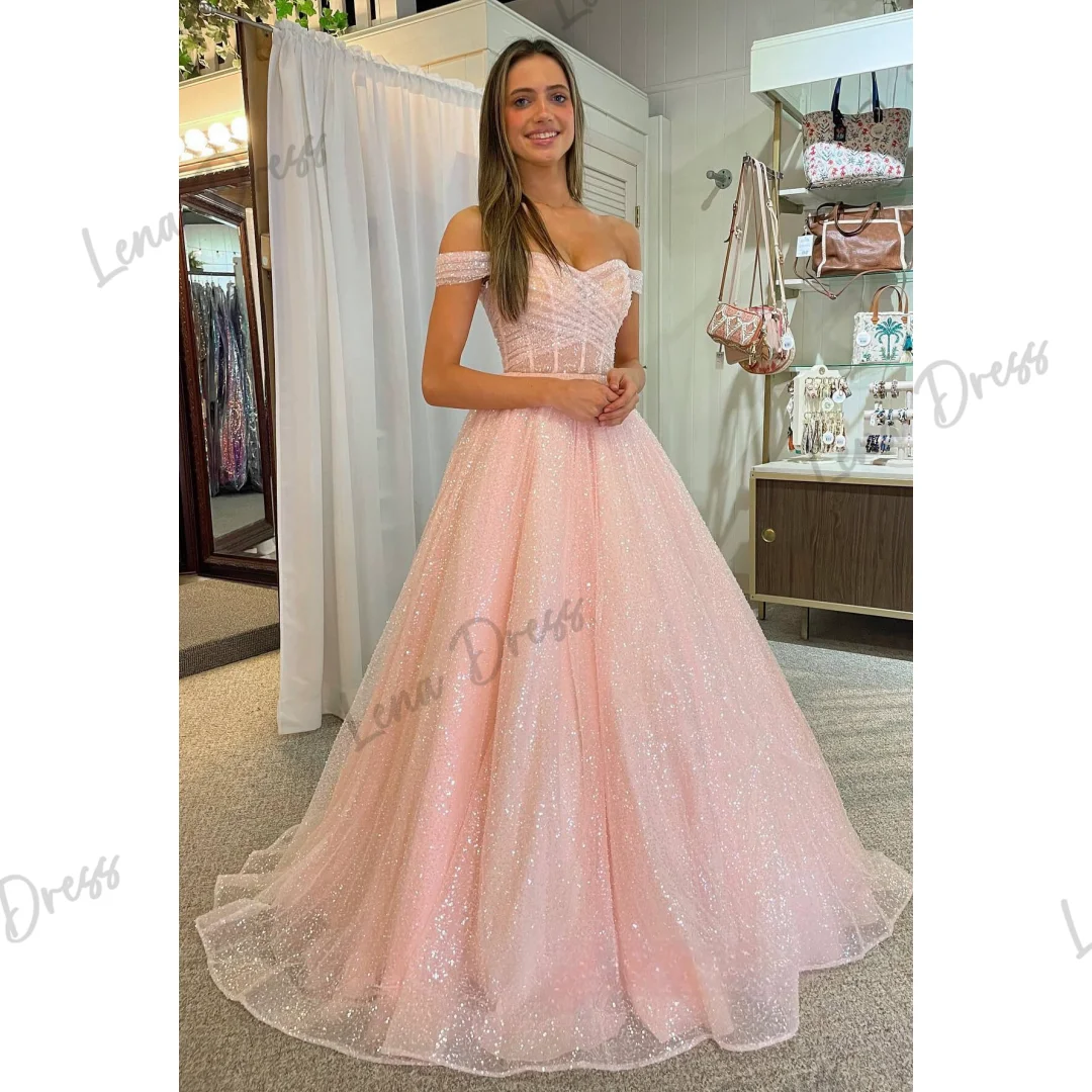 

Pink Evening Dresses Woman Elegant Formal Dresses for Women Evening Dress Line A Shiny Lena Sweetheart Ball Gowns